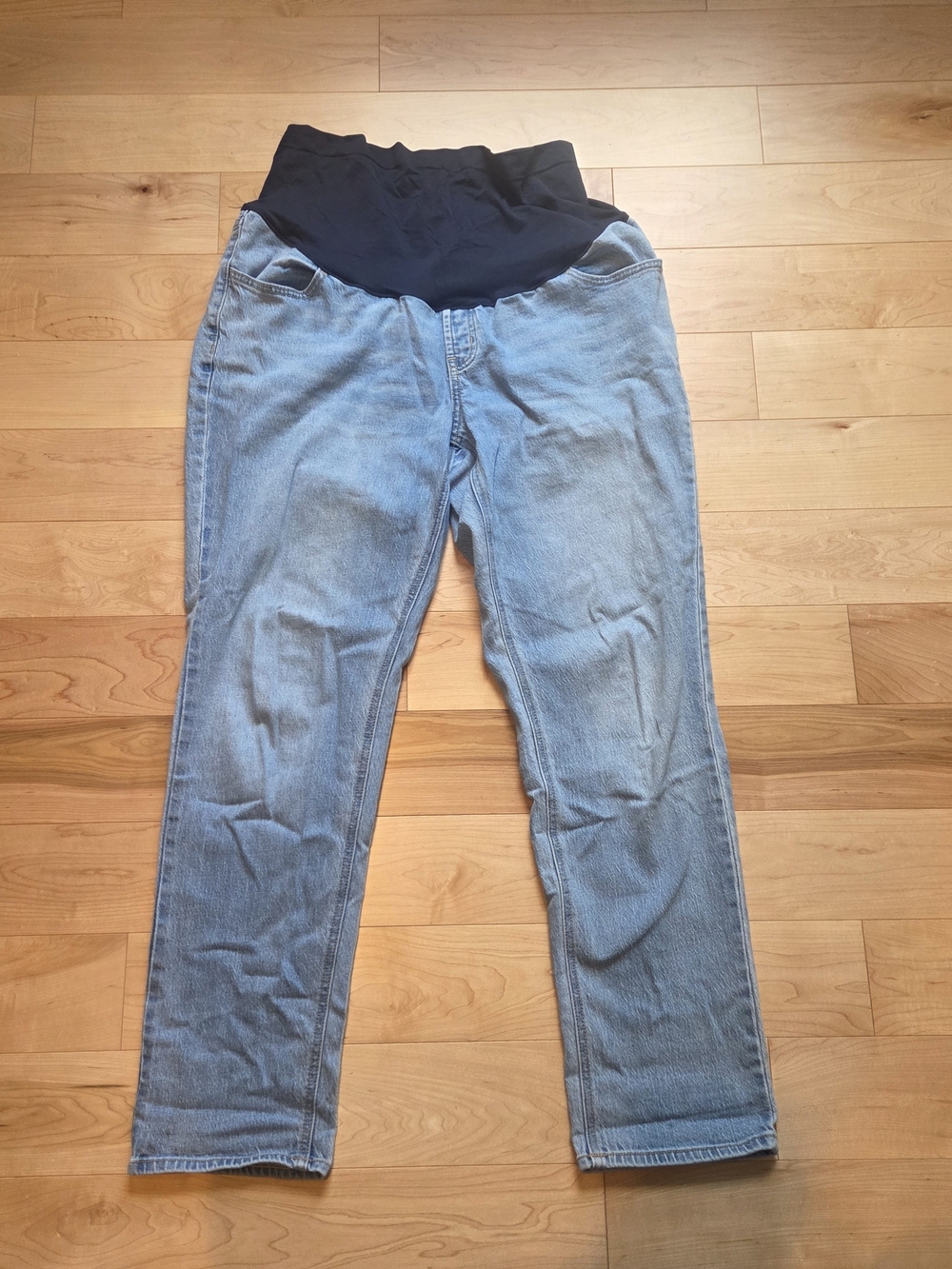 Old Navy Light Blue Denim Maternity Straight Leg Jeans with Full Panel Waistband